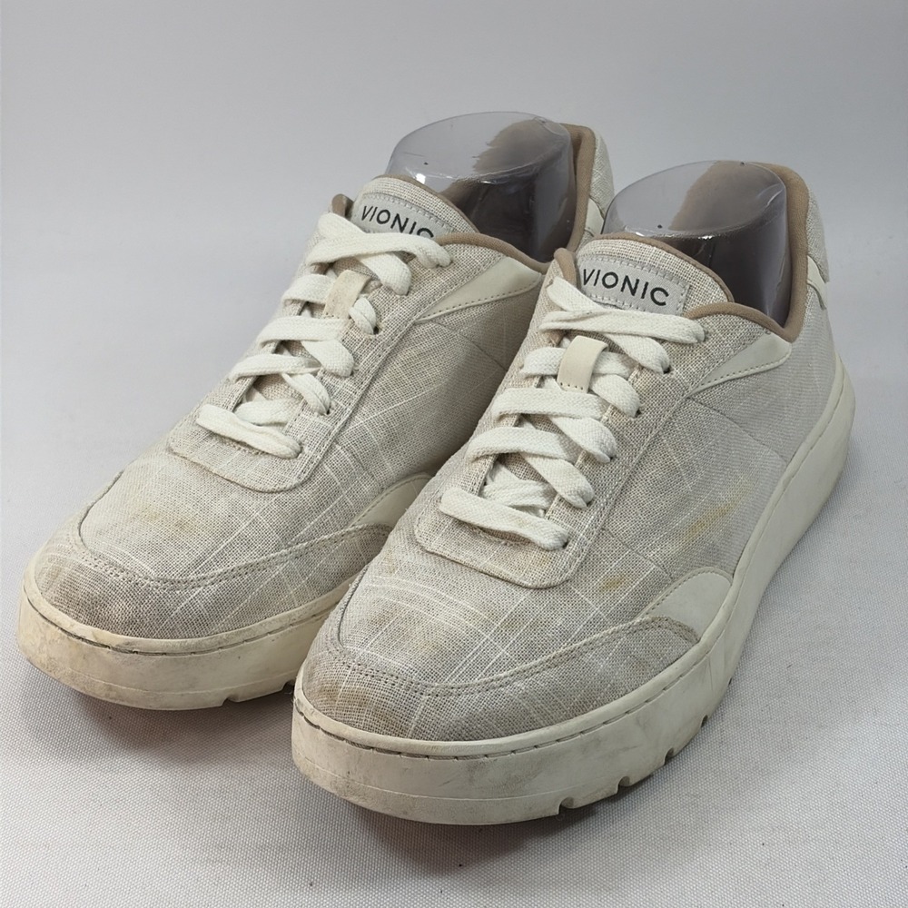 Vionic Elsa Lace-Up Casual Shoes Women's Sz 9.5 Gray Haze Linen Sneakers
